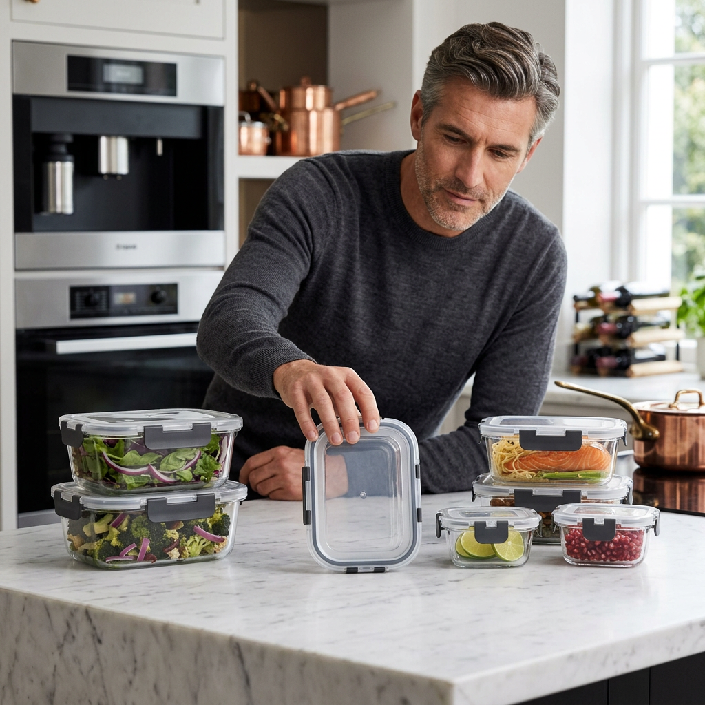 Man selecting a prepared lunch container