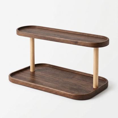 Two-tier countertop organizer on white background