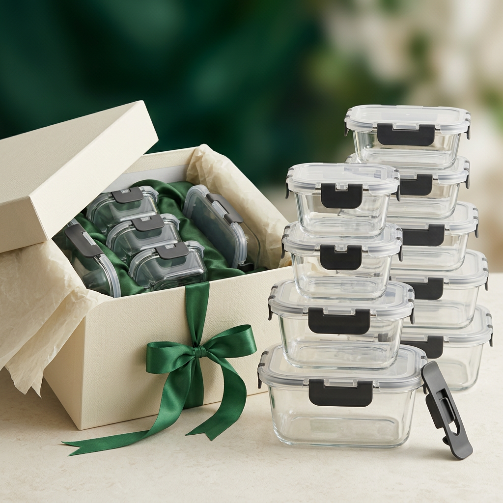 Glass container gift packaging concept, packaging not included